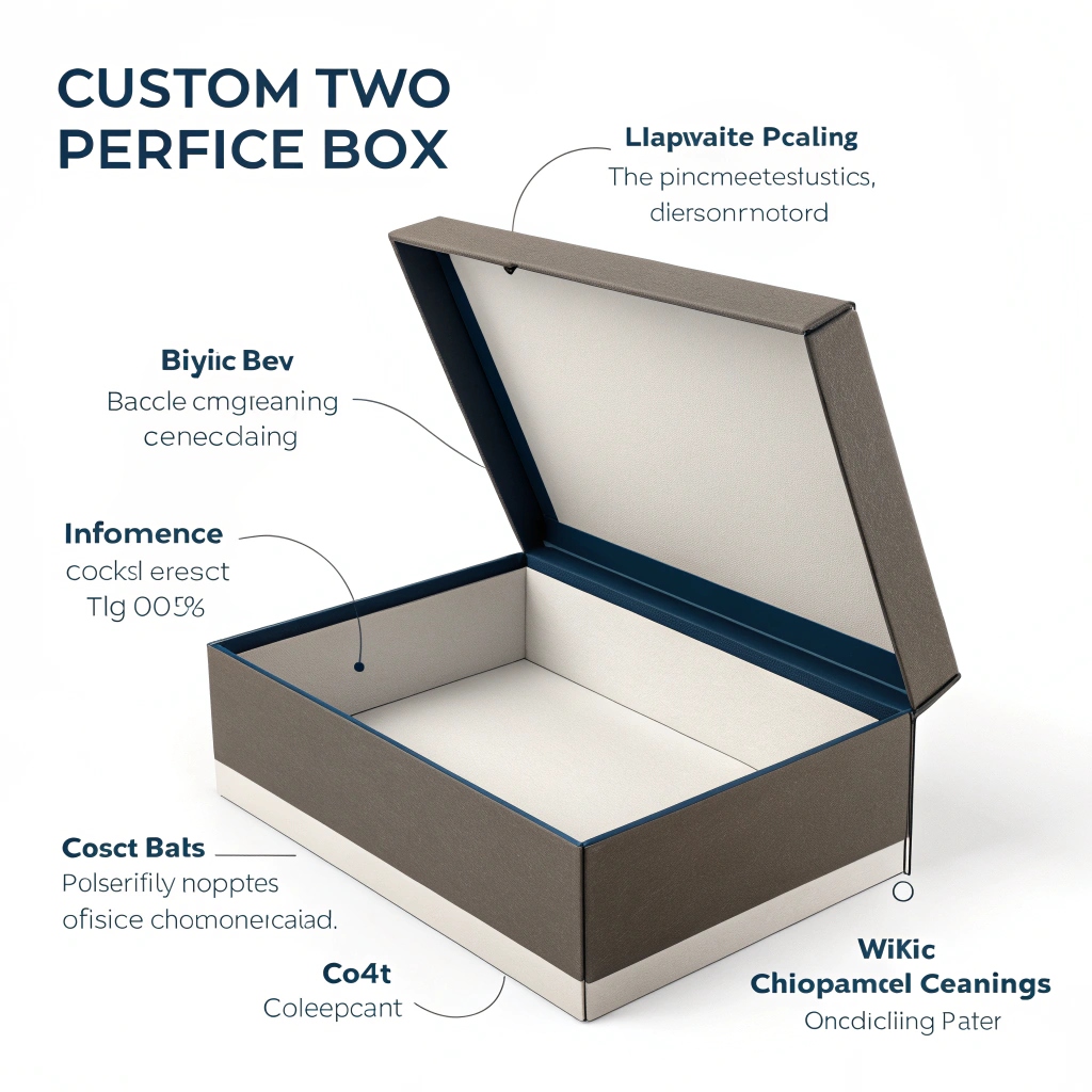 A close-up of a high-end, custom two-piece rigid box, showing the perfect fit between the lid and base.